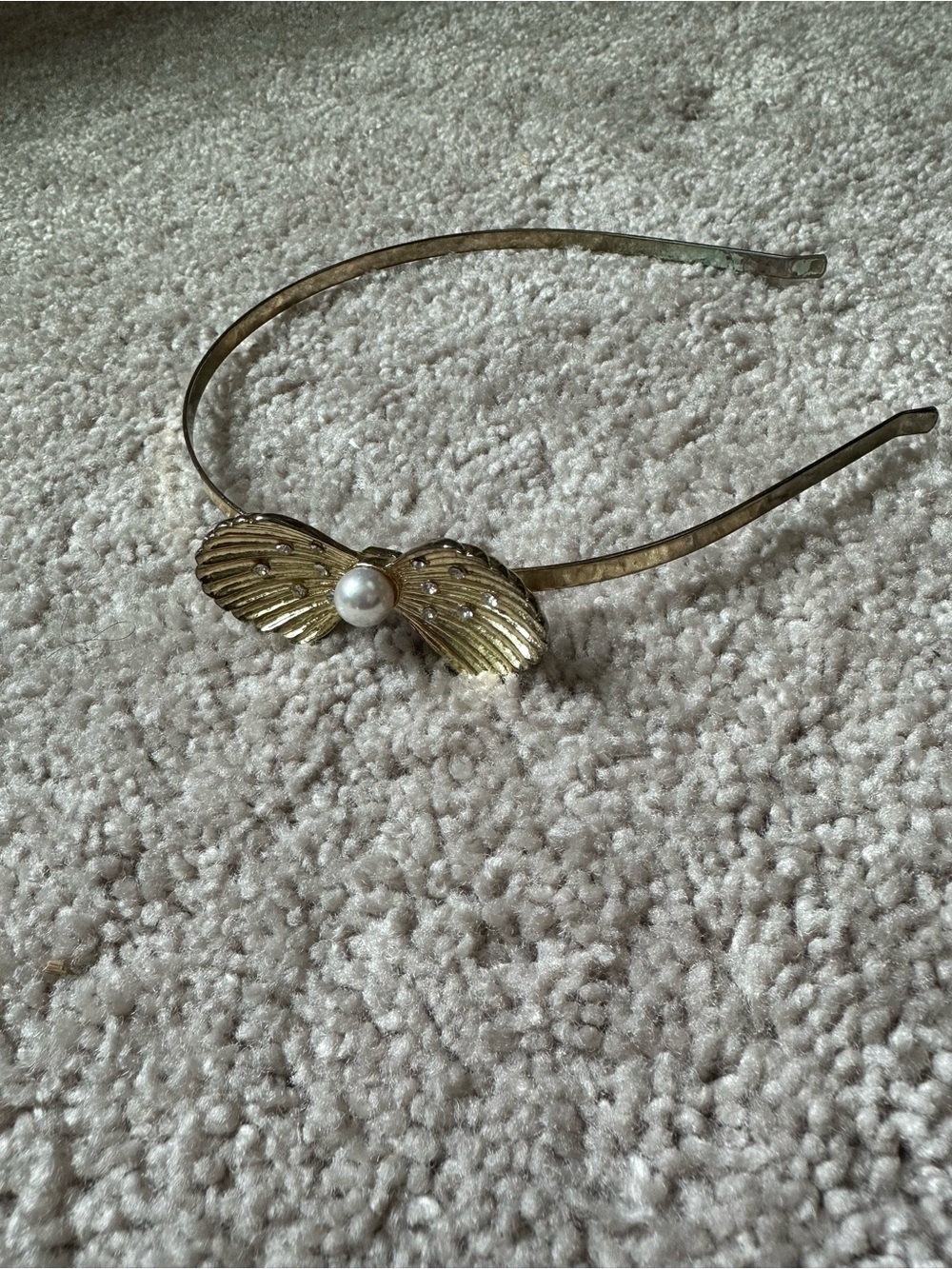 Gold Bow Pearl Accent Headband - Women Accessories